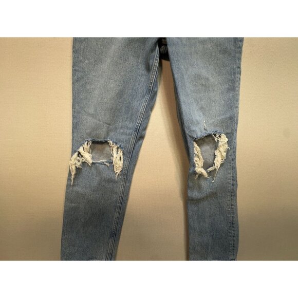 Abercrombie & Fitch 90s Straight Jeans Womens 26/2 Blue Denim Hi-Rise Distressed - Picture 5 of 12